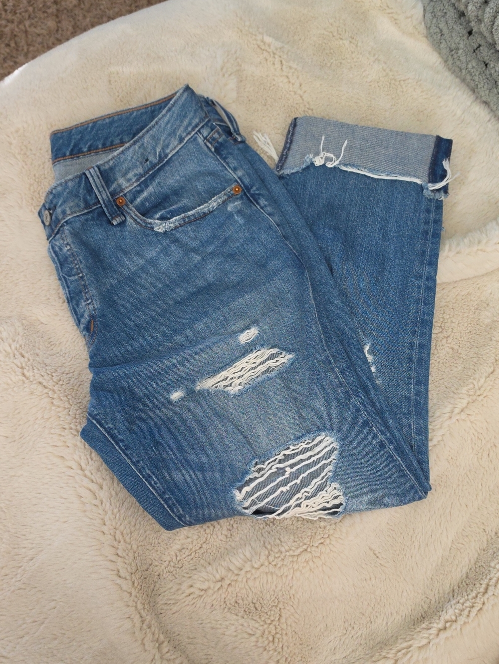 Abercrombie & Fitch Distressed Light Blue Boyfriend Jeans